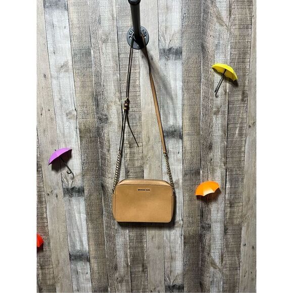 Michael Kors Tan Leather Crossbody Bag Purse - Picture 1 of 11